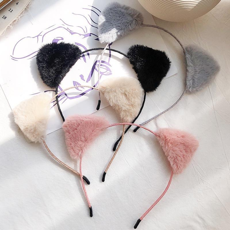 Product Introduction of Cute cat ears headband cute and sweet girl hair accessories wash face plush hair card headband simple and versatile 0