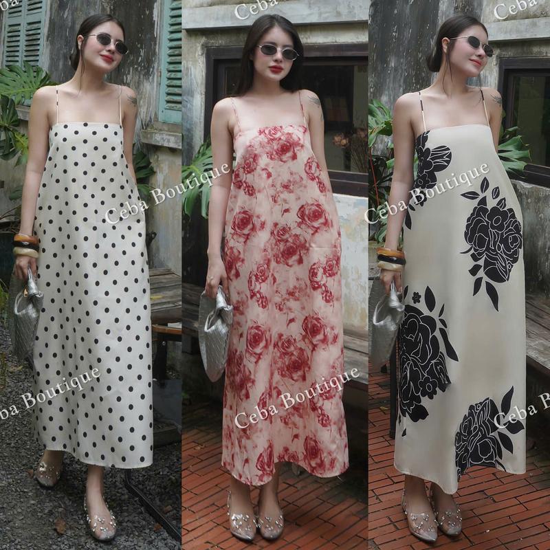 D55 - Đầm Suông Nữ 2 dây In Họa Tiết CEBA BOUTIQUE Nữ Women Cotton Dress