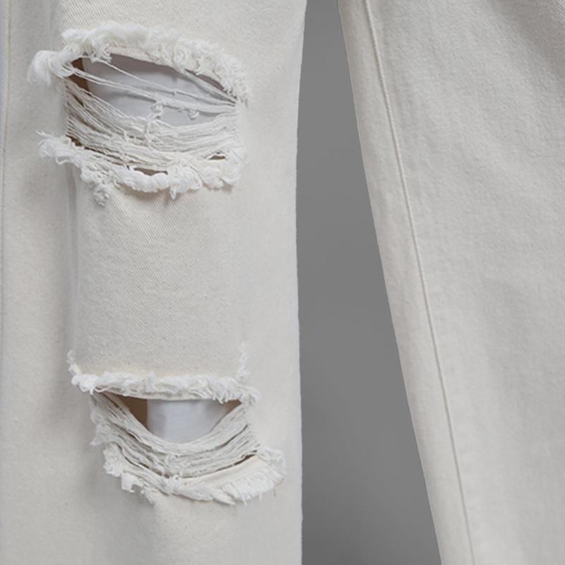 WAUW - ROCK ON Kulot Ripped Jeans Highwaist - Cream 2234 7
