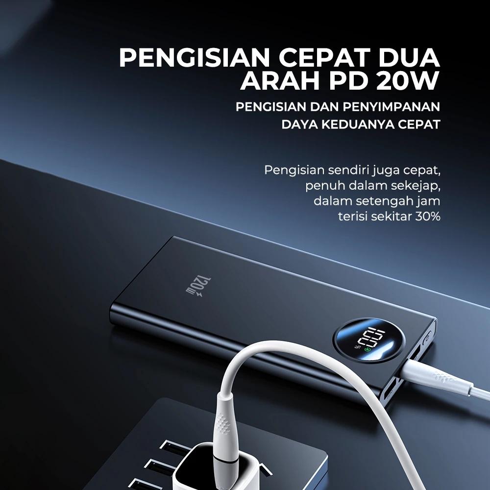 Maddox Powerbank 50000mAh Kapasitas Super Besar 120W Pengisian Cepat untuk iPhone/Android dengan Perlindungan Keamanan dan Tampilan Digital LED