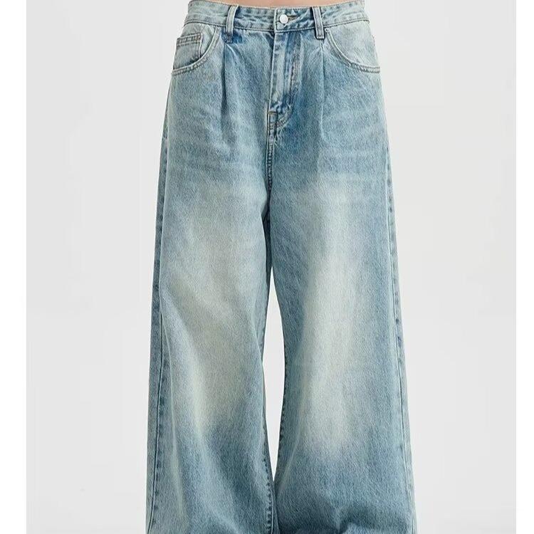 Seluar Jeans Berkobar Mikro, Gaya Retro Amerika, Warna Cerah, Untuk Lelaki, Dibasuh dan Dipakai Di Jalan Tinggi, Longgar dan Trendi, Jenama: Cleanfit, Seluar Kaki Lurus, [COD] 6