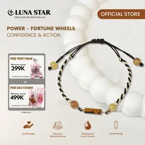 LUNA STAR – POWER Gelang Cord Fortune Wheel Coklat Putih