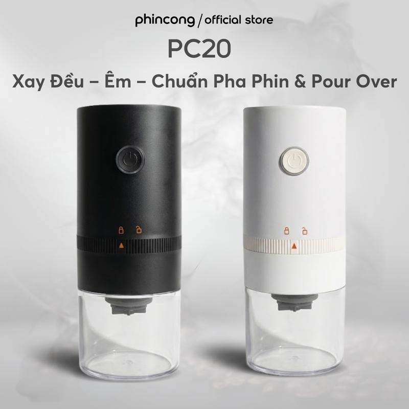 Máy xay Cà Phê cầm tay tự động Phincong PC20 + 50G hạt Robusta miễn phí