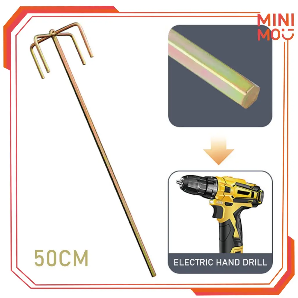 50CM Mata Bor Mixer Stainless Alat Pengaduk Cat Semen Adonan Serbaguna Mata Bor Adukan Semen