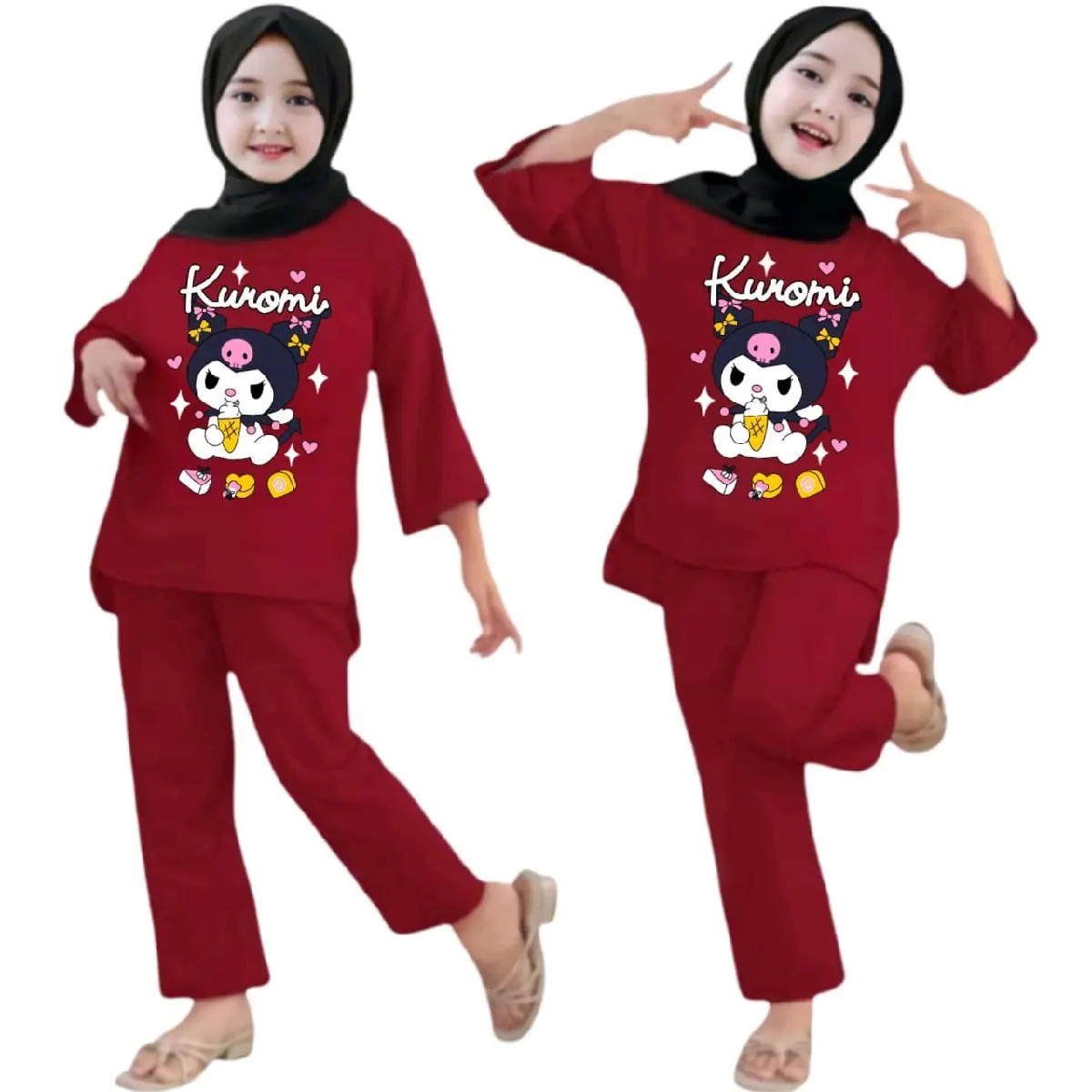 SETELAN ANAK KUROMI ESCREM USIA 2-12 thn