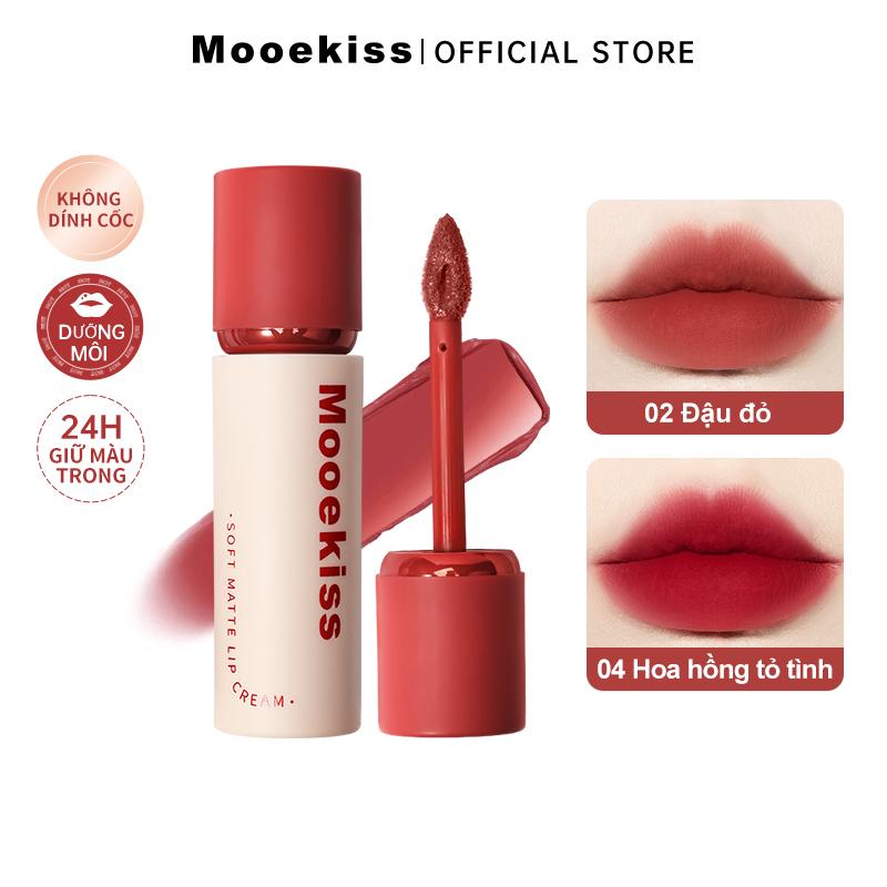 (COD) Kem dưỡng Môi Mooekiss Matte Velvet Lip Cream Không dính cốc Không Phai Màu Son Trang điểm Môi 6 Màu Có Sẵn 3g