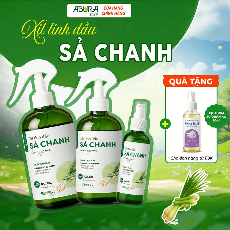  Chai Xịt Tinh Dầu Sả Chanh Thơm Phòng-Đuổi Muỗi-Khử Mùi-Nguyên Chất ABURA Xông Phòng An Toàn bình xịt xịt thơm phòng ngủ chất khử mùi thảm nước tẩy rửa đa năng 