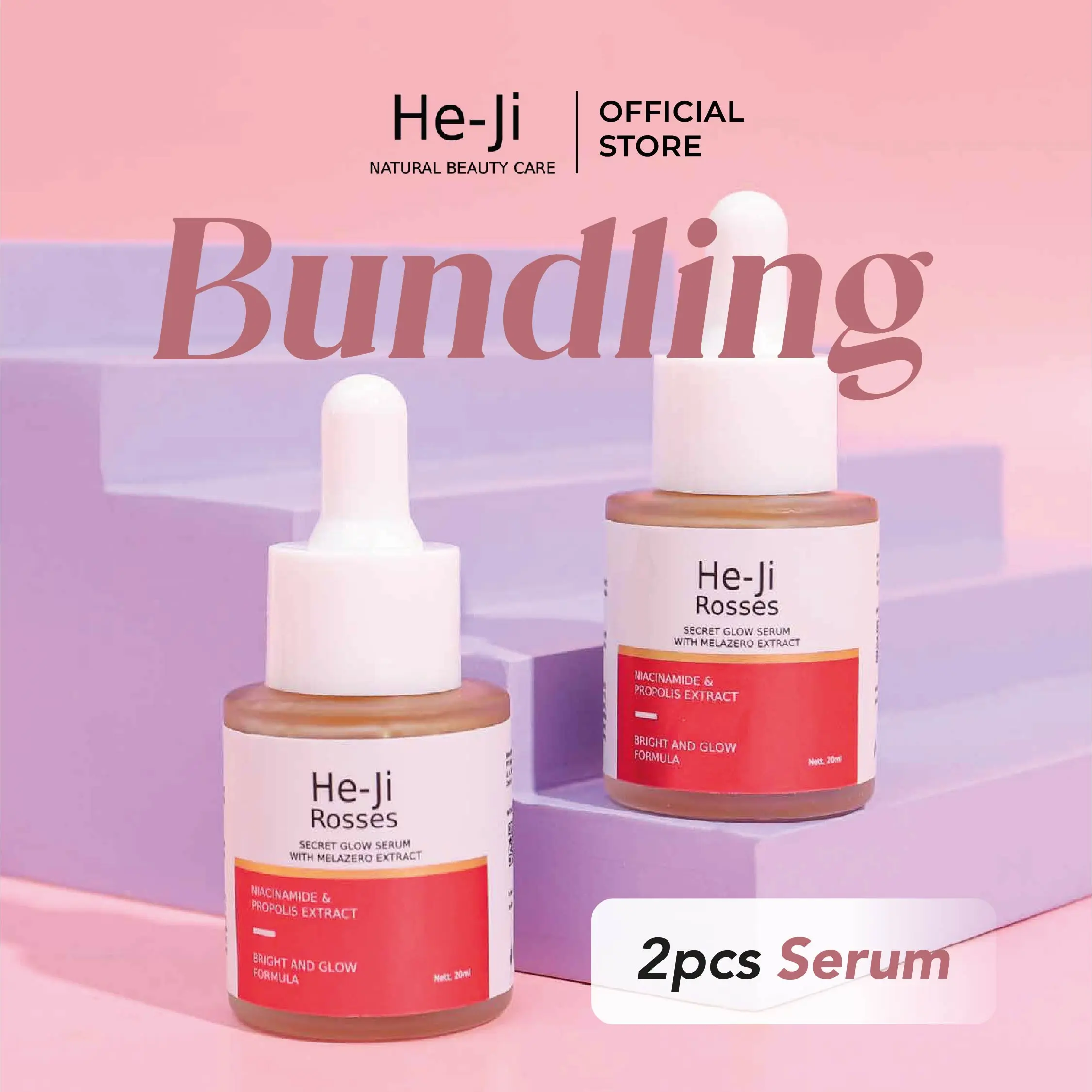 [He-Ji] BUNDLING 2pcs Rosses Secret Glow Serum With Melazero Extract 20ml - Bright and Glow Formula
