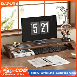 [DH]Rak Monitor Komputer Layar Kaca Transparan Rak Desktop Kantor Yang Ditingkatkan 100% Bambu Asli Ganti Jika Rusak COD Kirim dalam 12 Jam