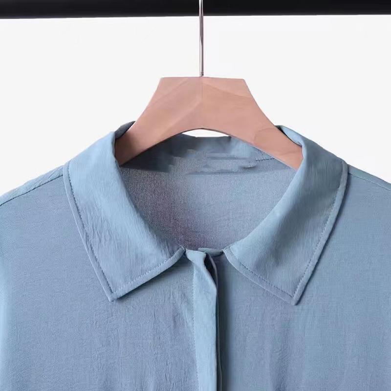 Product Introduction of Soild Color Muslim Long Sleeve Long Pants Shirt Set Pleated Blouse Pants Set 5