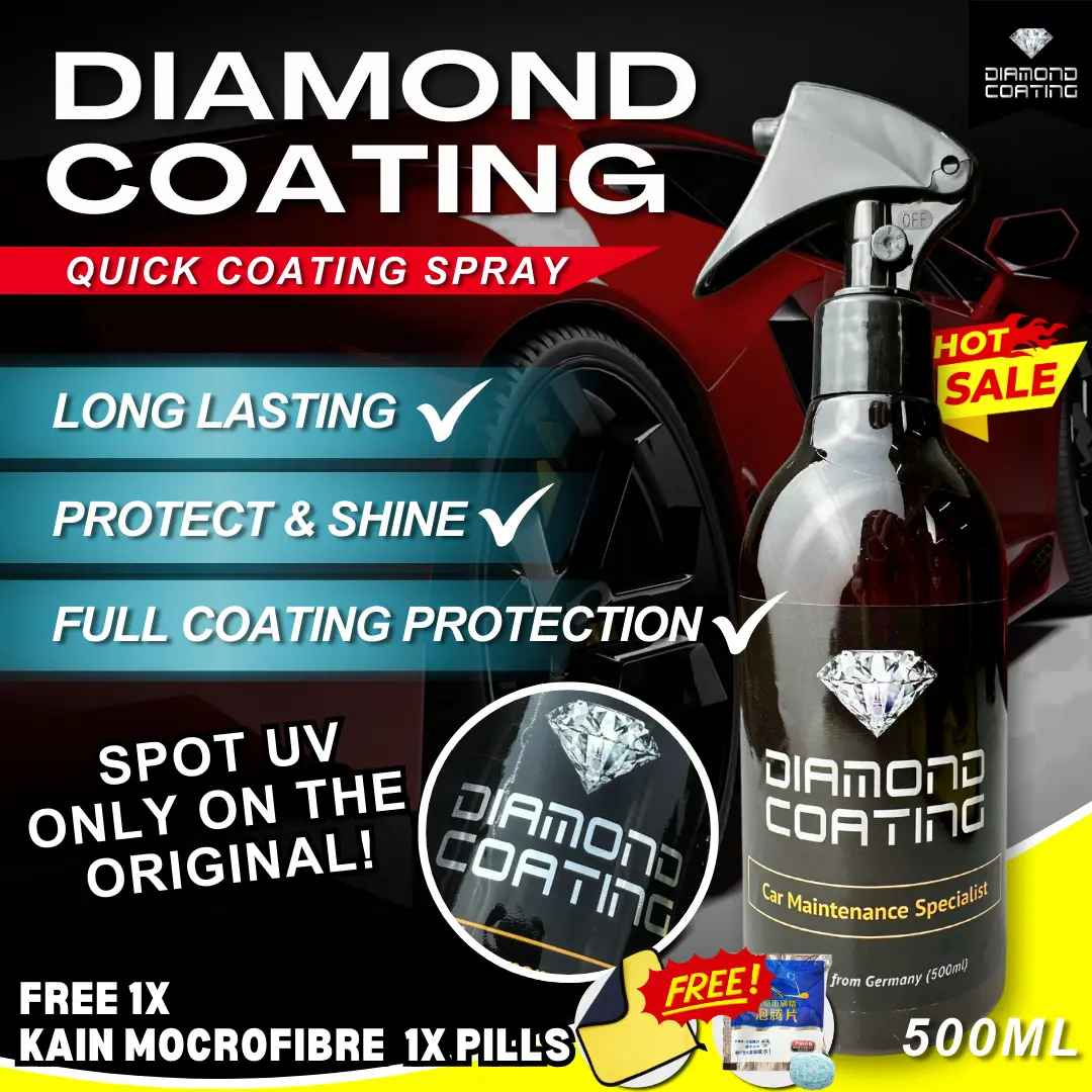 500ml Diamond Coating【FREE KAIN+MYSTERY GIFT】Ceramic Quick Coating Spray Car Polish Headlamp Upgrade
