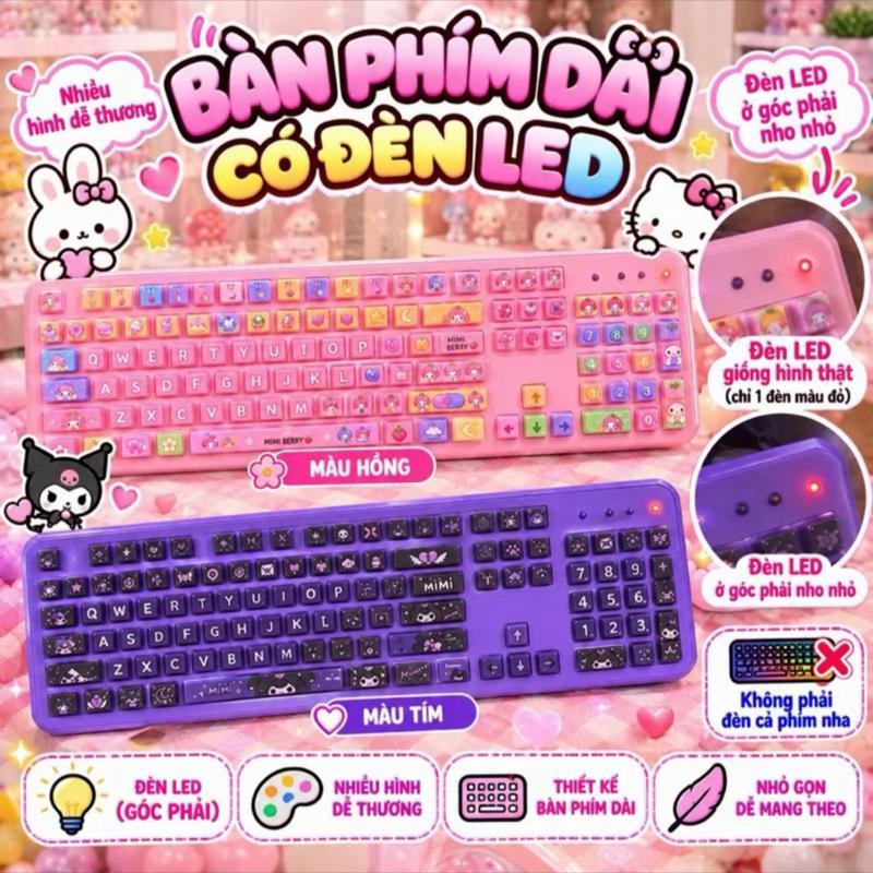Do choi Bàn Phím Dài Có Đèn LED Mẫu Hồng & Tím Thiết Kế Dễ Thương Đèn LED Góc Phải - kích thươc 9x 25cm - có đèn led - bàn phím hottrend cho các bé - đồ chơi bàn phím Dài