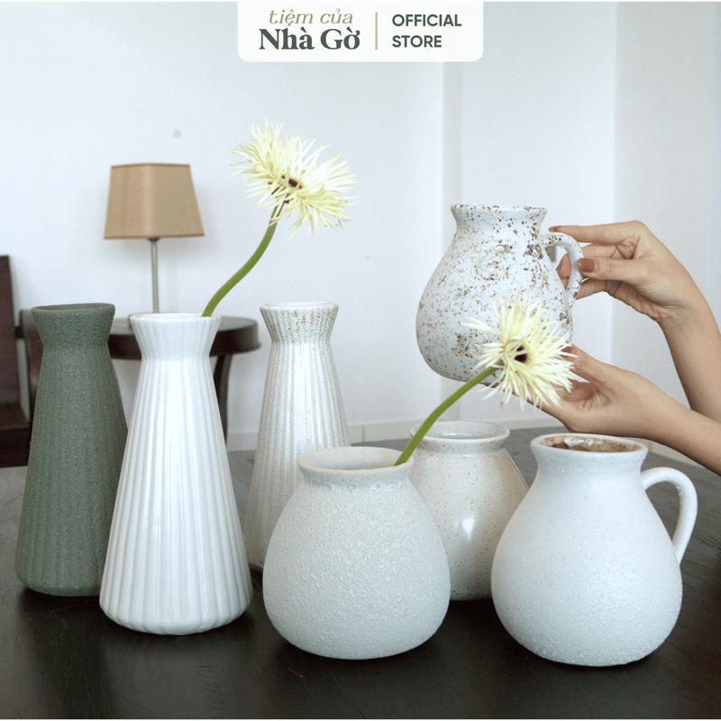  Bình Gốm Sứ Nhà Gờ Bát Tràng Cổ Thon Giỏ Cua Dáng Ca Cắm Hoa Trang Trí Decor BH25M11 