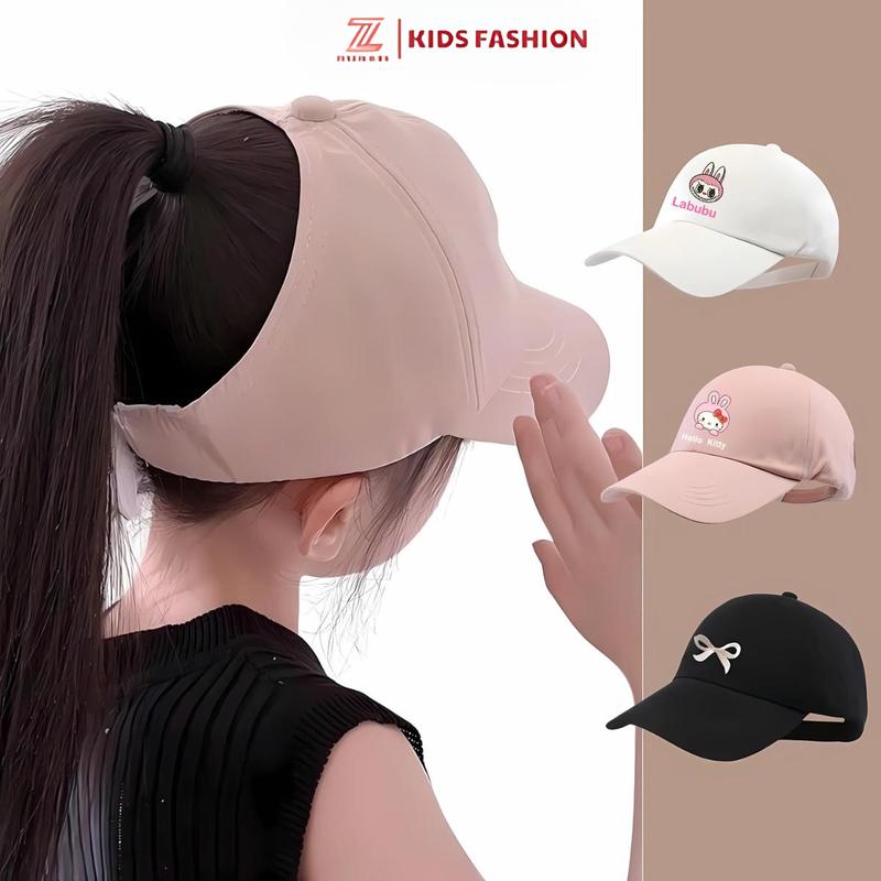 Mũ Lưỡi Trai Hở Đầu Thêu Hình Đáng Yêu Hot Trend Cho Bé Gái Từ 3 - 10 Tuổi, Mũ Che Nắng, Nón Cho Bé Đội Đi Học Đi Chơi Phong Cách Hàn Quốc