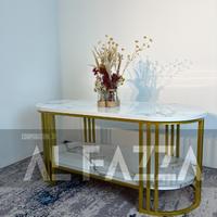 Gambar Meja tamu SHALLOW aesthetic motif marmer, Meja ruang tamu bulat minimalis set aesthetic Furniture Besi Kayu Table dari AL Fazza. co Kota Tasikmalaya 5 Tokopedia