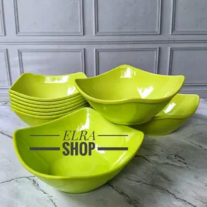 ELRA SHOP 3 PCS MANGKUK SEGI MELAMIN 6 INC MANGKUK MIE TEBAL DAN FOOD GRADE BISA COD.