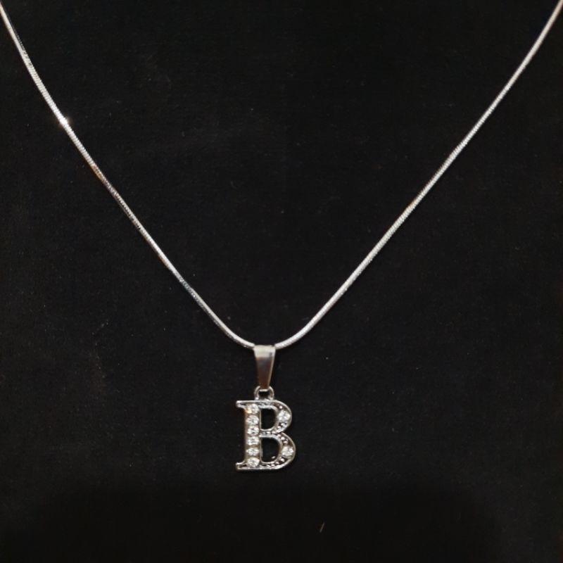(COD)Kalung Nama Titanium Anti Karat/Anti Gatal/Kalung Wanita Rhodium Inisial Nama A sampai Z 6