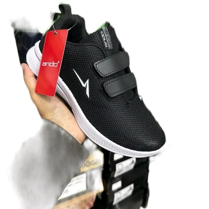 sepatu sekolah Ando anak warna hitam-putih