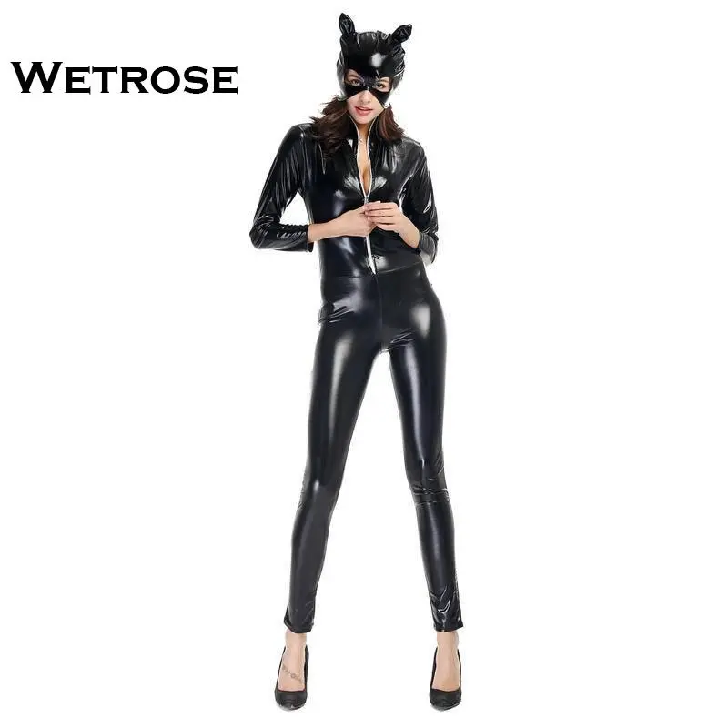 Seragam  Paten  Kucing Gadis UniSepeda Motor Seragam Pesta Cat Girl Halloween Kost Topeng Sexy Suit Wanita Coste