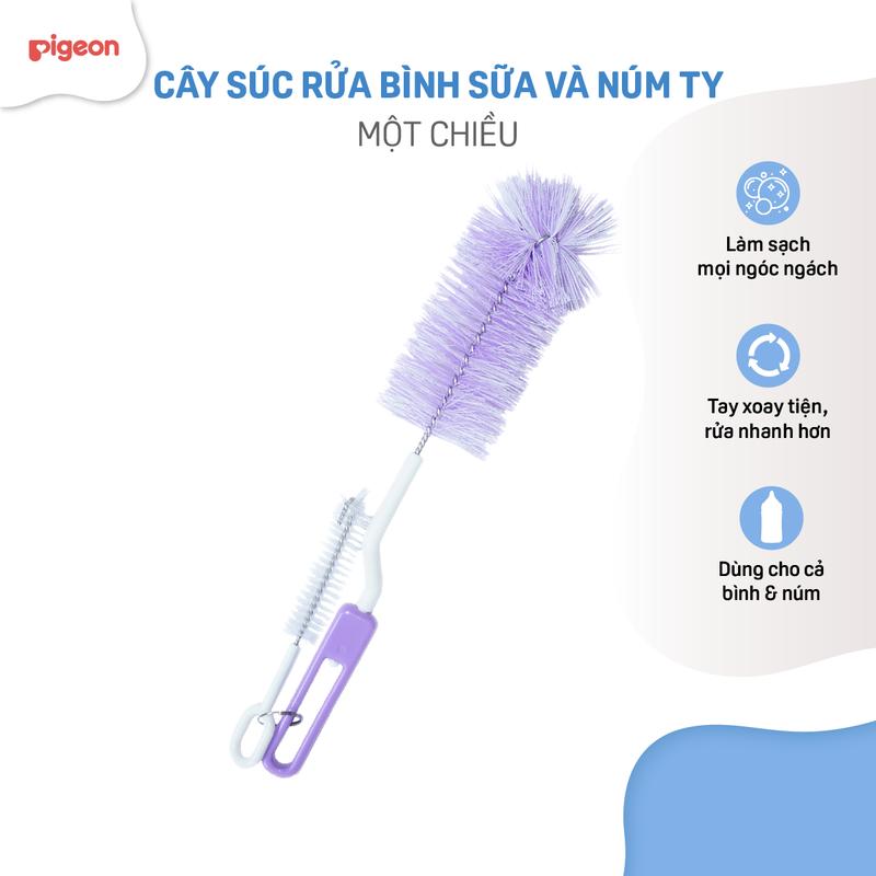 Cây súc rửa bình sữa và núm ty Pigeon -Xoay hai chiều