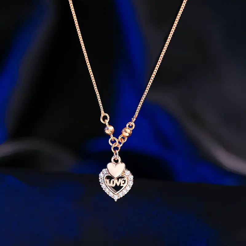 Kalung Titanium Wanita Anti Karat Lapis Emas Berlian Liontin Aksesoris Fashion Choker Kalung Rantai Korea Perhiasan D021 4