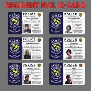 Resident Evil Cosplay ID PVC Badge, Game Akurat Dan Bisa Kustom (Leon, Jill, Ada, Albert )