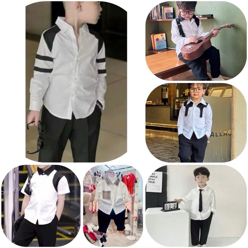 KHAI GIẢNG MUA 1 TẶNG 1. Set bộ sơ mi quần âu cho bé trai đi học đi chơi. Tặng 1 áo hoặc 1 quần bất kì ko chọn khi mua 1b.