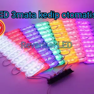 LED KEDIP OTOMATIS 3 MATA 12/24V PENCAHAYAAN SANGAT TERANG,KEDIP TANPA MODUL Car Kendaraan