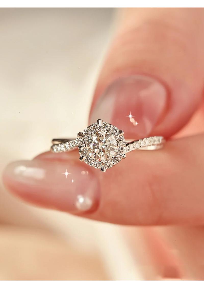 Product Introduction of 【OGDA】Moissanite Ring Womens Sterling Silver plantimun Niche Design Six Prongs 50 cents Diamond Simulation Engagement Wedding Ring 1