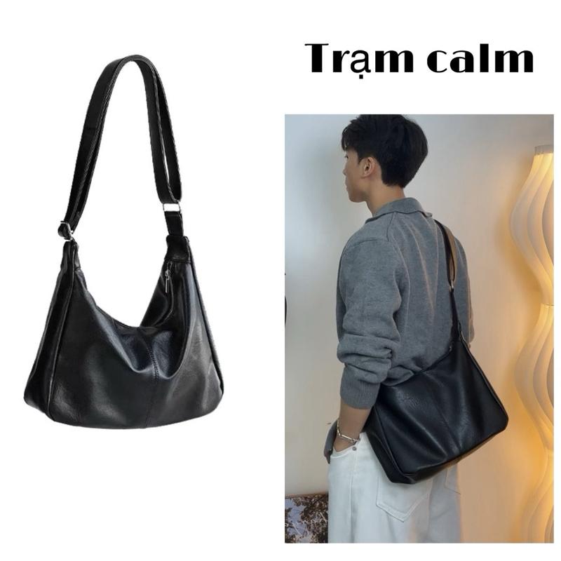 @tramcalm- Túi xách da size nhỏ nam/nữ cơ bản quai bảng to