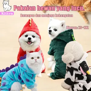 Baju Kucing Anjing Model Dinosaurus Kostum Cat Dog Pakaian Hoodie Dino Pet Costum