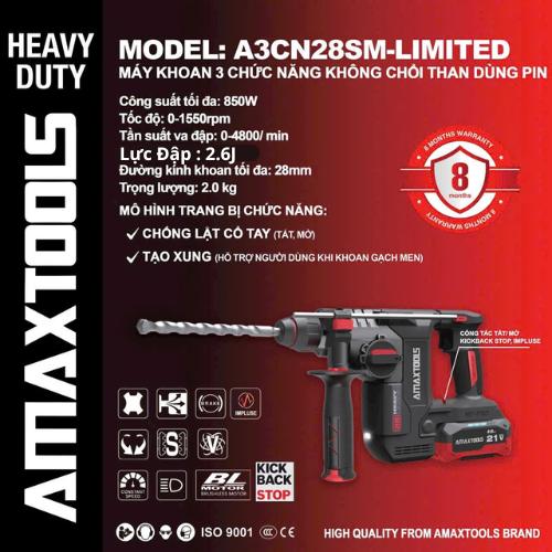 MÁY KHOAN BÊ TÔNG A3CN28SM-LIMITED AMAXTOOLS – ĐỈNH CAO CHO ANH EM THỢ CHUYÊN NGHIỆP - THÂN NHỎ GỌN - Chân Phổ Thông Makita