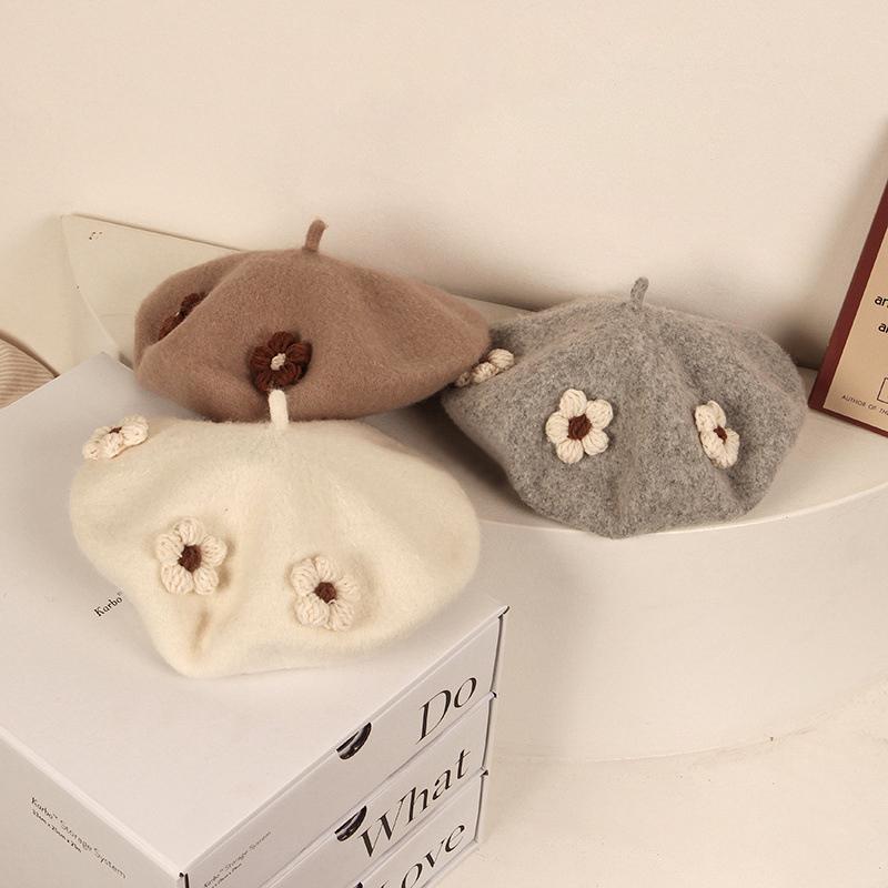 Mũ Nồi Hoa Dễ Thương Cho Bé Mũ Len Ấm Áp Cho Trẻ Mới Biết Đi Mũ Họa Sĩ Cho Bé Gái Mùa Thu Và Mùa Đông