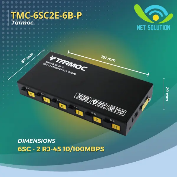 New Produk Tarmoc Tmc-6Sc2E-3A3B-P|Media Converter 6Fo 6Sc 2Lan 10/100 Poe(5-24V) G10