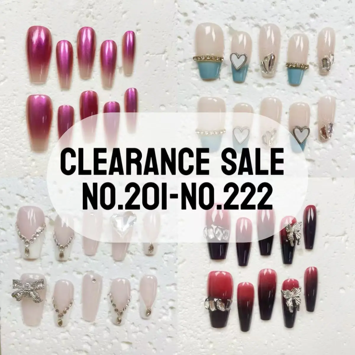 【NO.201-222】【BUY 2 GET 3】10 pcs Handmade Press-on nails Long Nails Hand drawn Fake nails Bundle Finished nail stickers Reusable Removable