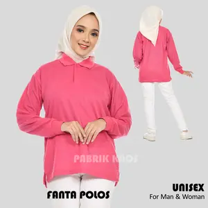 Kaos Polo Seragam Panjang Fanta / Kaos Kerah / Poloshirt / Polo Shirt Panjang Bordir Sablon Logo Cewek Cowok