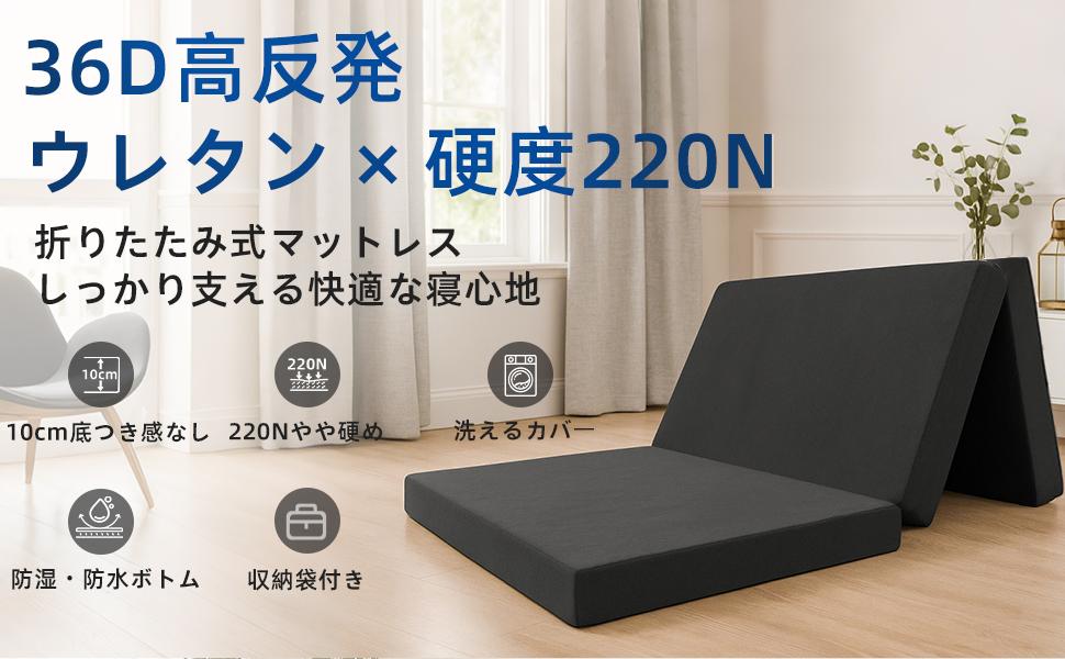 密度36D 高反発 硬め220N 高耐久・へたりにくい 使用寿命は8年以上】三