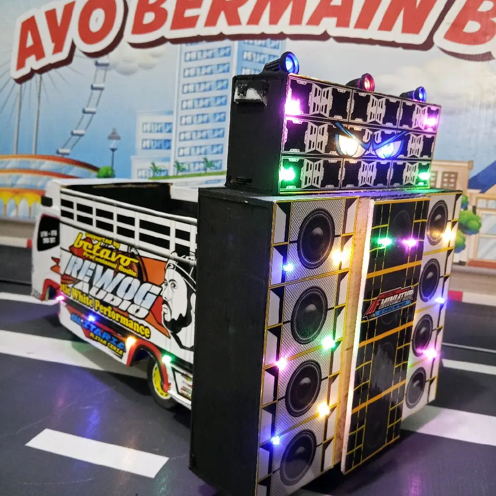 AF MINIATUR _miniatur Truk Horeg dengan Sound System Bahan Triplek Ukuran 25x27x7cm Bisa Bunyi & Bisa Di Cas Speaker 2 Inch Isi 2pcs Sudah Pake Bluetooth AF MINIATUR _miniatur Truk Horeg dengan Sound System Bahan Triplek Ukuran 25x27x7cm Bisa Bunyi & Bisa Di Cas Speaker 2 Inch Isi 2pcs Sudah Pake Bluetooth