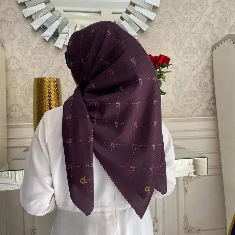 ALSYA Hijab Kerudung Voal Segi Empat Premium / jilbab Motip Lasercut Sublime Pita Series 6