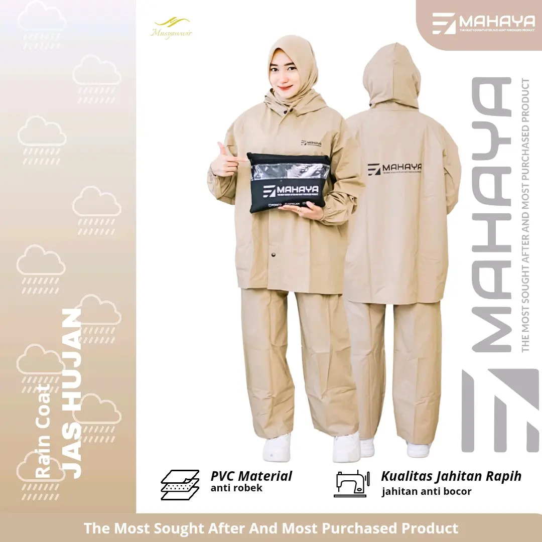 Jas Hujan Mahaya Raincoat Bahan Tebal Motor Motif Polos Dewasa Unisex Wanita Pria Terusan Jaket Clana Original