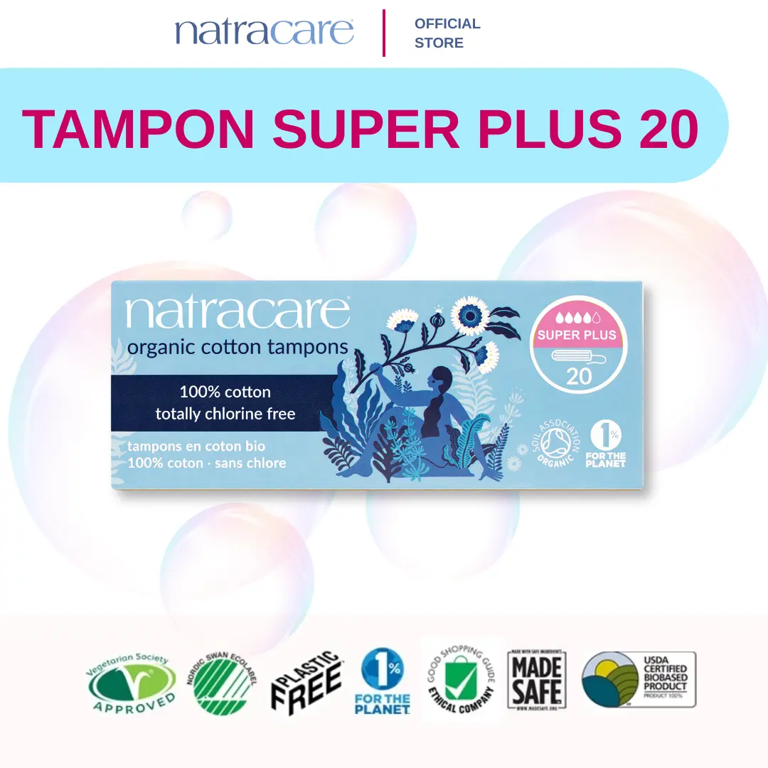 NATRACARE Tampon Super Plus 20 Organic Cotton DIGITAL | Bebas Klorin & Pewangi | Softex | Menstruasi 100% Cotton Organik