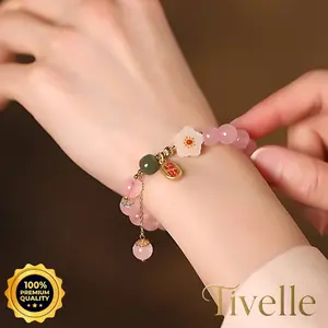[COD] Tivelle Jewelry Sakura Bloom Bracelet | Gelang Wanita Cantik Batu Alam Bunga Pink Elegan Premium Aksesoris Perhiasan Tangan Simple Kekinian