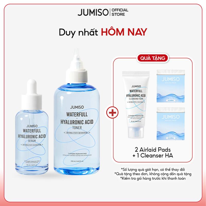 Bộ Đôi Hỗ Trợ Cấp Ẩm Sâu Cho Da Toner Serum JUMISO Waterfull Hyaluronic Acid