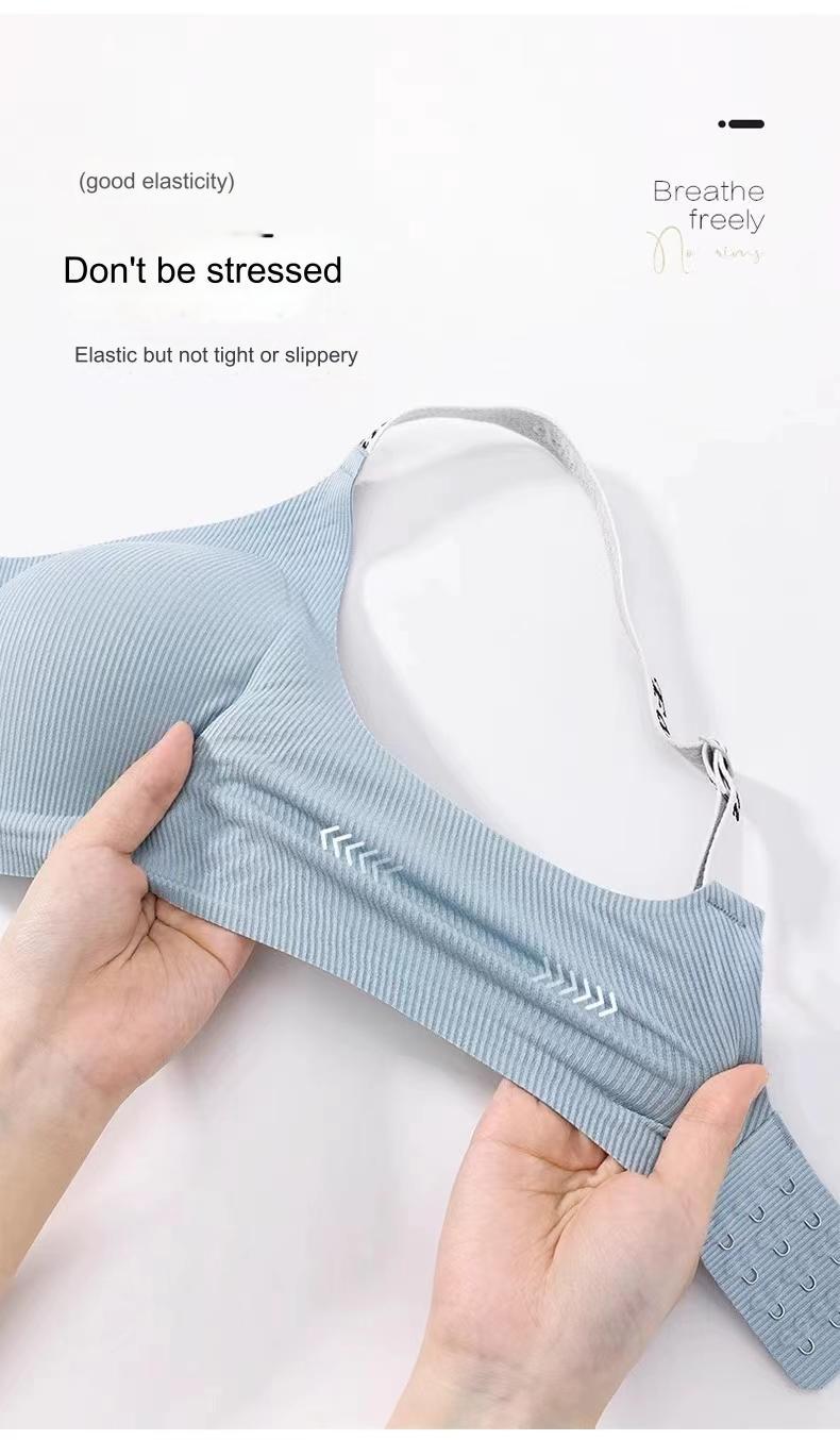 Product Introduction of Letter Braces Seamless Underwear Small Chest Push up Spring and Summer Thin and Comfortable Breathable Belly Extraction Breast Fixed Cup Sports Bra 16