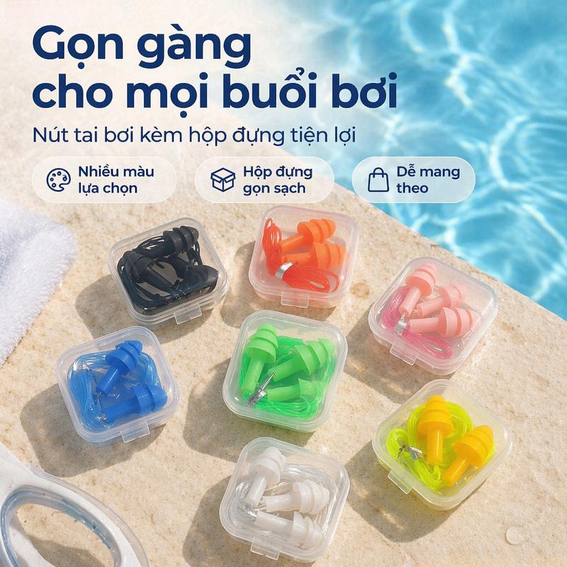 Nút bịt tai cách âm chống ồn có dây bản cao cấp set nhét tai silicon siêu mềm…