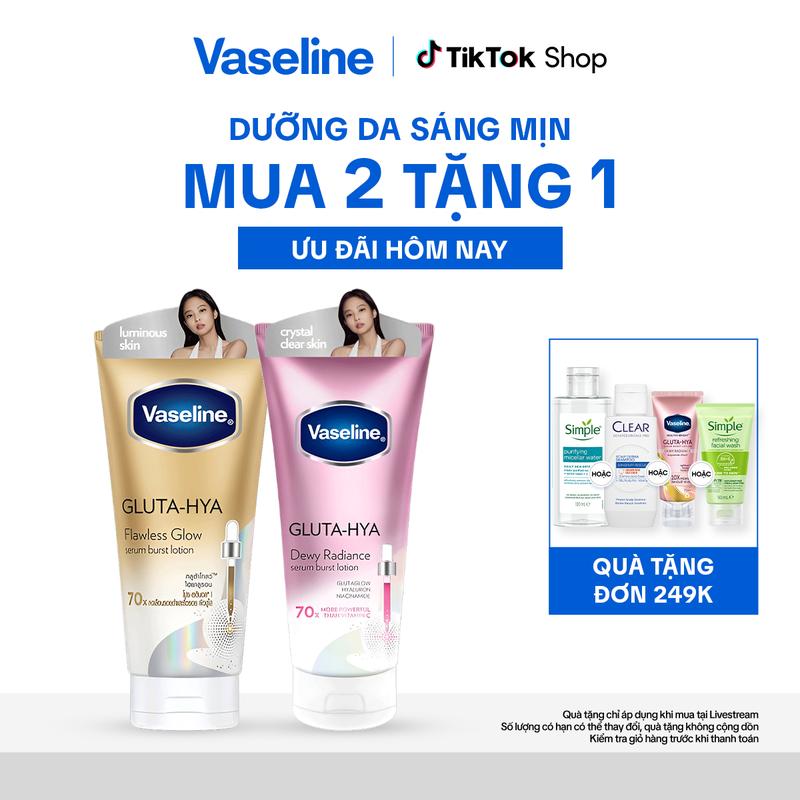 [1] Combo 2 Sữa Dưỡng Thể Ban Ngày Vaseline Gluta-Hya Hỗ Trợ Cải Thiện Làn Da Không Đều Màu & Ban Đêm Hỗ Trợ Dưỡng Sáng Chuyên Sâu Nữ 300MLx2 (bao bì tùy lô nhập hàng)