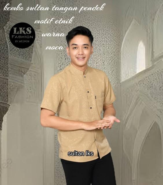 Product Introduction of Kemko sultan atau  Koko tangan pendek  Atasan Pria Dewasa motif etnik depan kancing vareasi bahan  Katun embos berkualitas terbaik Nyaman di pakai Baju Hitam 33
