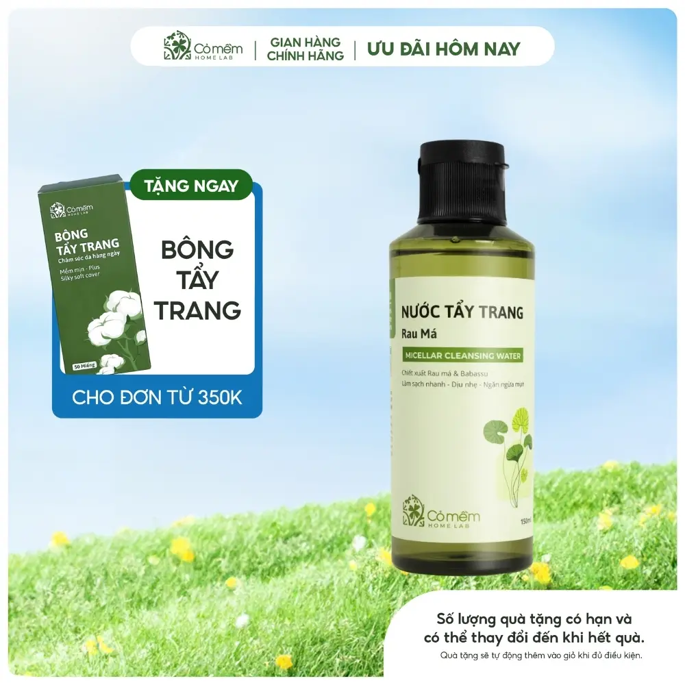 Nước Tẩy Trang Và Làm Sạch Sâu Rau Má Cho Da Mụn Da Dầu Nhạy Cảm Cỏ Mềm 150ml