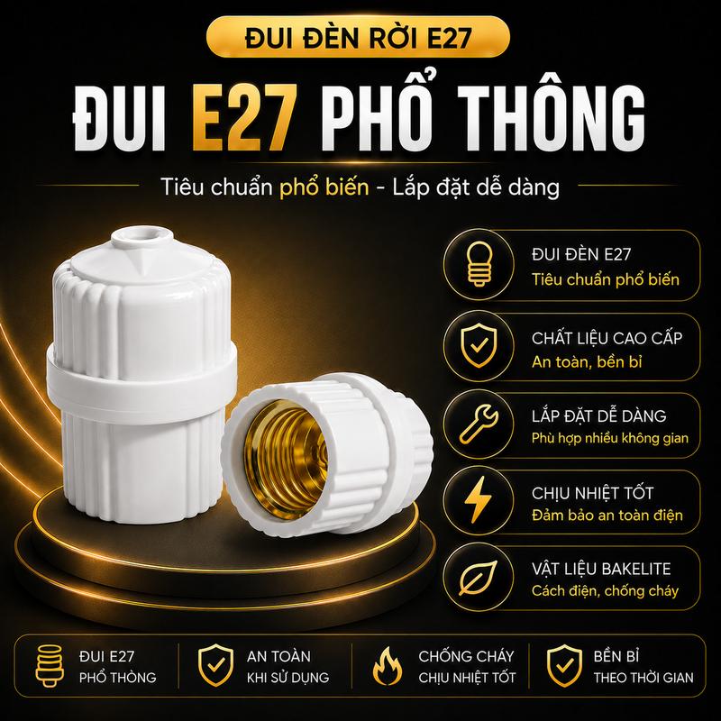 Dây Đèn Có Công Tắc Dài 2M Đui Đèn E27 Chui Xoáy Phổ Thông LED Việt Home Vật…