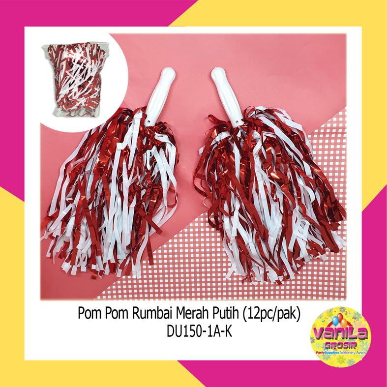 (Sepasang) Pompom Rumbai Merah Putih, pom pom cheerleader, pompom ...